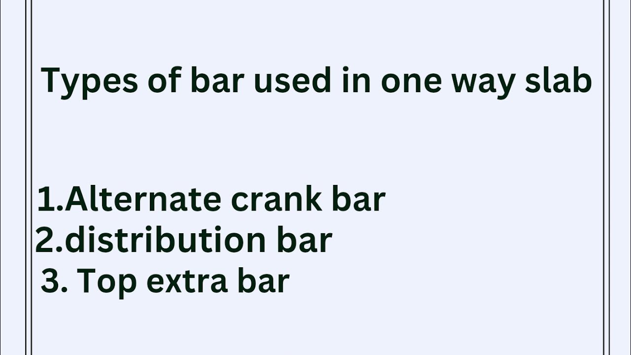 Types Of Bar Used In One Way Slab YouTube Types Of Bar Used In One Way Slab YouTube