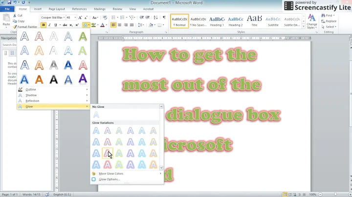 Using the font dialogue box in Microsoft Word