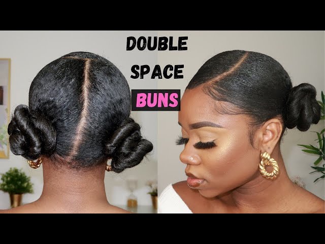 Double High Bun On Extra Thick Natural Hair - YouTube