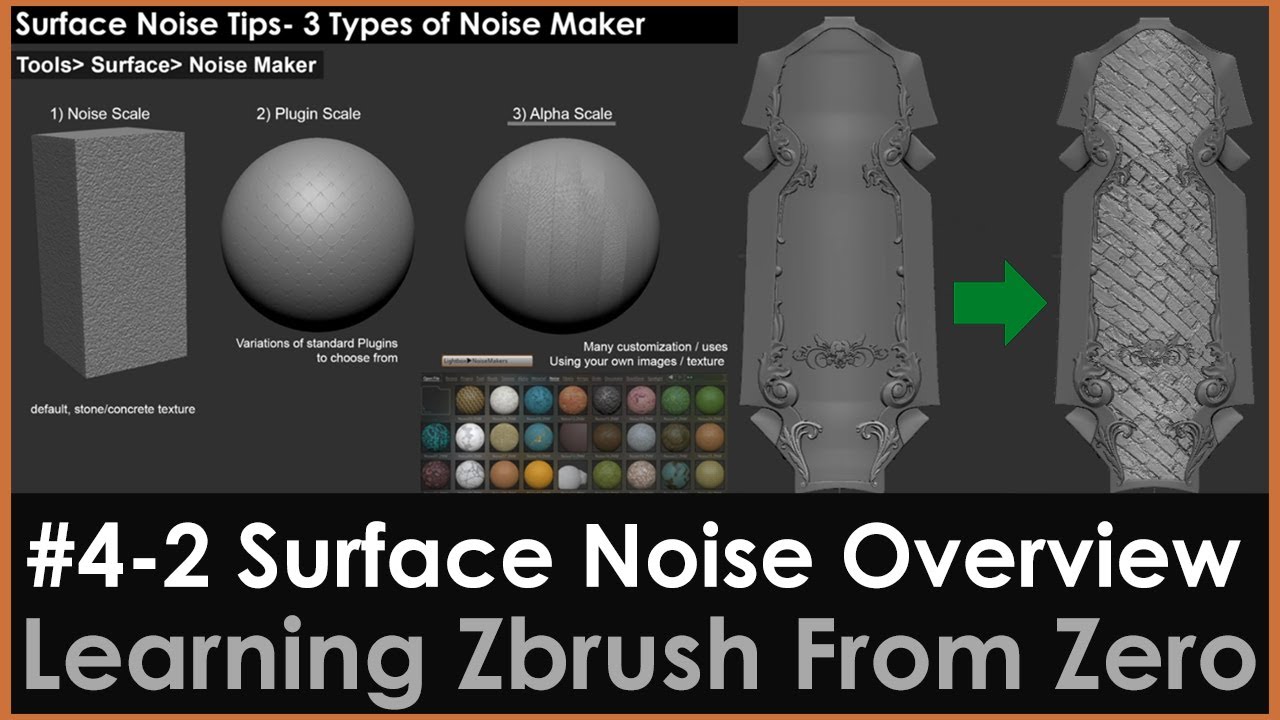 how to do a surface noise in zbrush with alpha