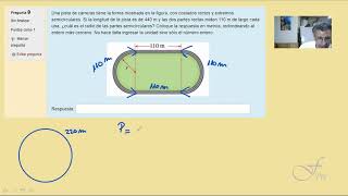 Radio de zona semicircular en óvalo de pista de carreras (Ej 9 del Cuestionario nuevo)