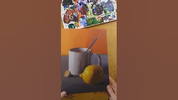 Acrylic Still Life Painting "Tea With Lemon"