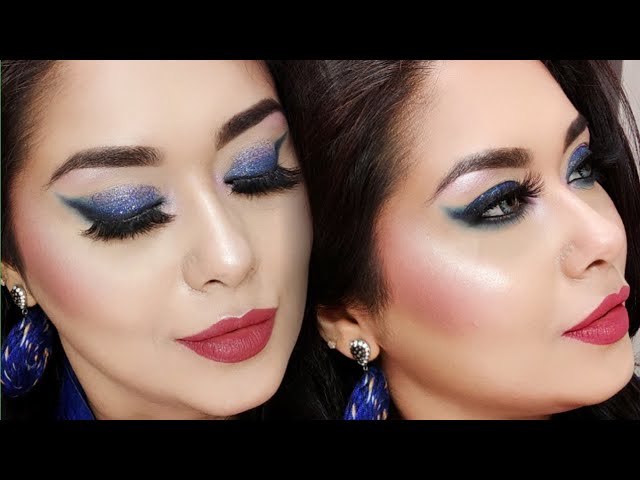 Share 136+ makeup for blue dress