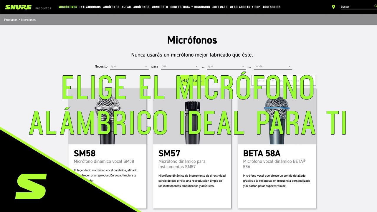 Descubriendo el micrófono que necesitas en mx.shure.com