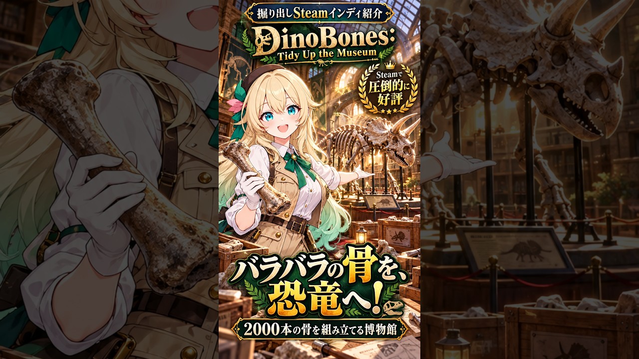 DinoBones: Tidy Up the Museum｜約2000本の骨の山を恐竜へ！【掘り出しSteamインディ紹介】 by げーむにゅーす東京
