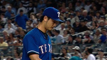 TEX@NYY: Darvish hurls 5 1/3 frames of three-run ball