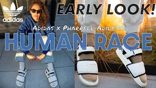 NEW HEAT FROM PHARRELL!  HUMAN RACE ADILETTE 2.0 FRESH WHITE REVIEW and WINTER ESSENTIALS CLOTHING