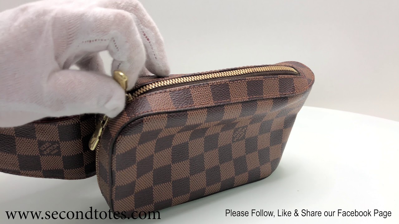 Authentic Louis Vuitton Geronimo Damier Ebene Canvas Belt Bag CA0025