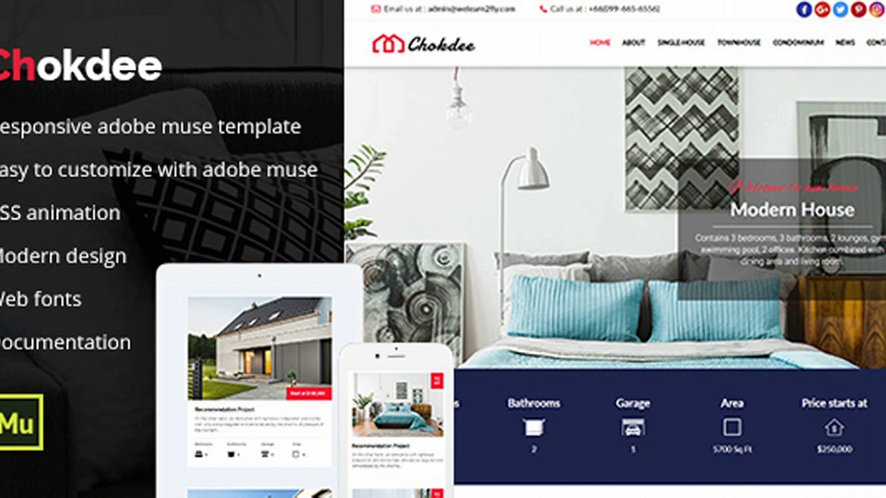 Chokdee Responsive Real Estate Muse Template Themeforest Website Templates And Themes Youtube Muse Real Estate Template