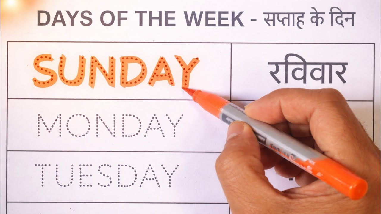 Days of the Week in English and Hindi | Sunday to Saturday for Kids