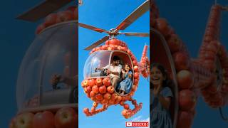 Cute Baby smiles in the apple helicopter built by dad. #ai #shorts #ytshorts
