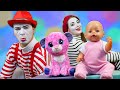 Кукла Baby Born, клоун Мим и котенок — Пупсы для девочек Беби Бон и мягкие игрушки — Активные игры