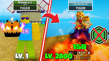 NOOB to MAX Level using *TIGER* Fruit with no ROBUX in Blox Fruits | Human Race V4 Full Awakening!