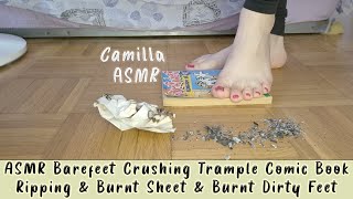Asmr Barefeet Crushing Trample Comic Book Ripping & Burnt Sheet & Burnt Dirty Feet
