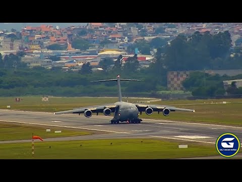 Pouso do Globemaster III C-17 da US Air Force em Guarulhos