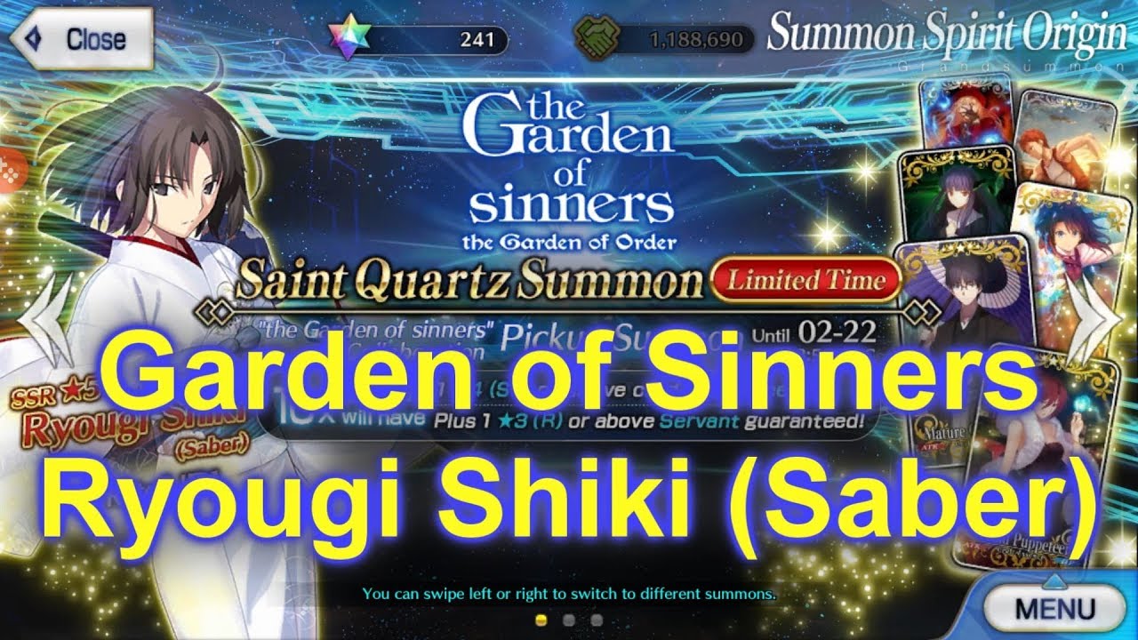 Fate Grand Order The Garden Of Sinners The Garden Of Order Collaboration Event Trailer By Aniplexus
