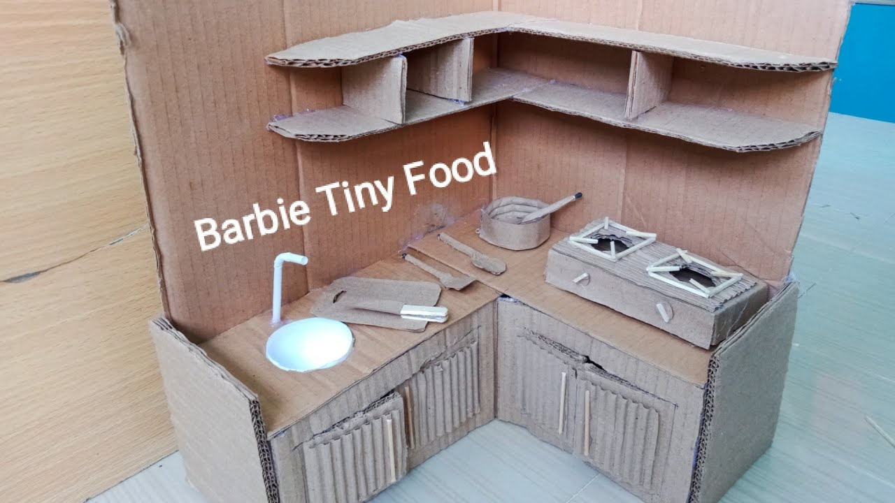 How to Make Miniature Kitchen DIY Cardboard Pretend Play Kitchen for