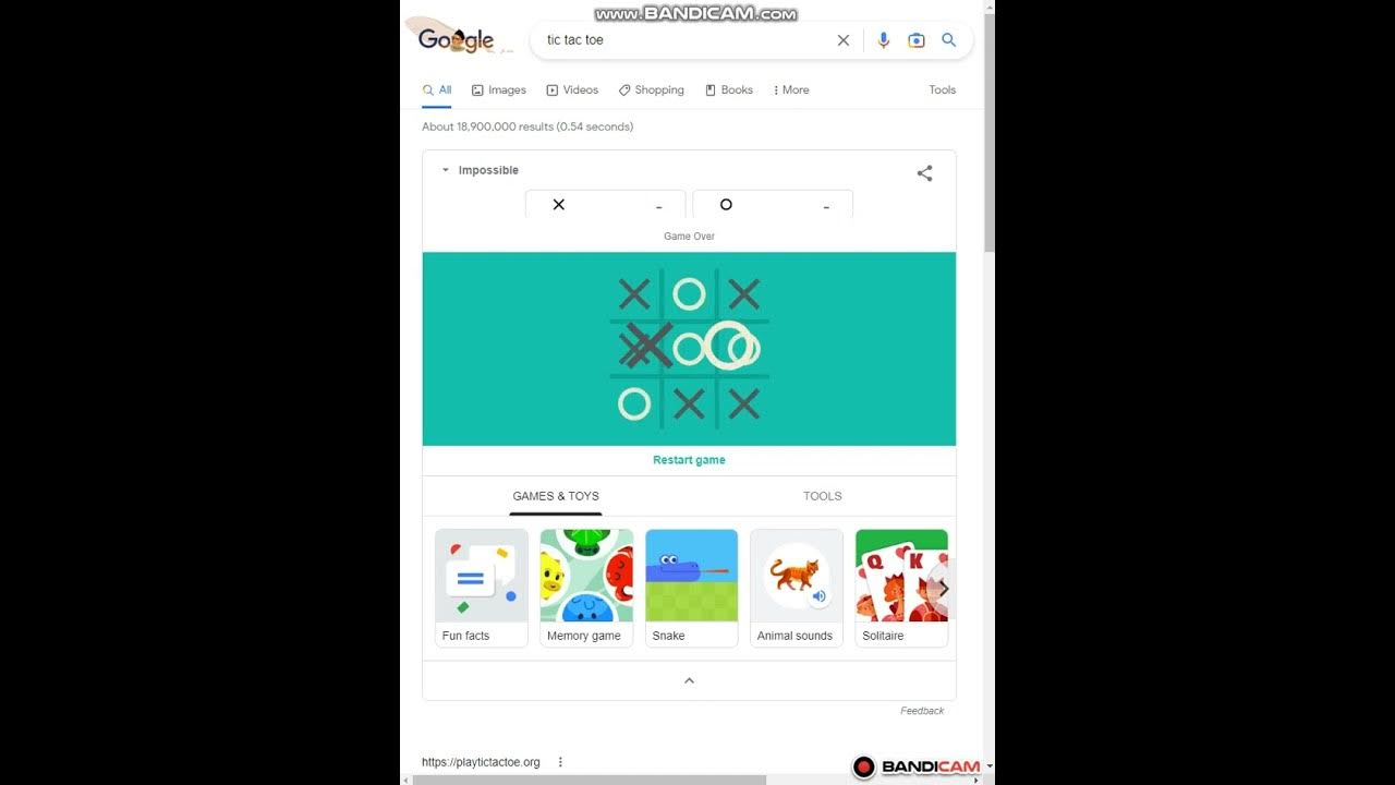GOOGLE TIC TAC TOE impossible 1st trial YouTube