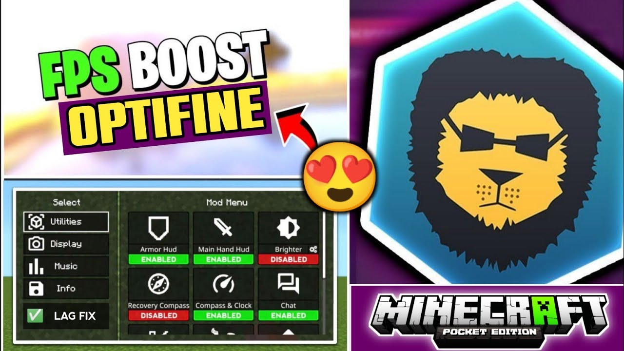 Top 3 Best Optifine For Minecraft Pocket Edition || FPS BOOST | LAG ...