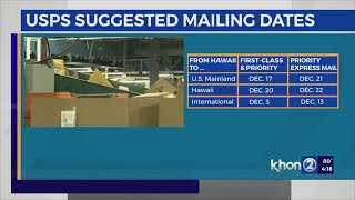 When should I mail my holiday package using the US postal service?