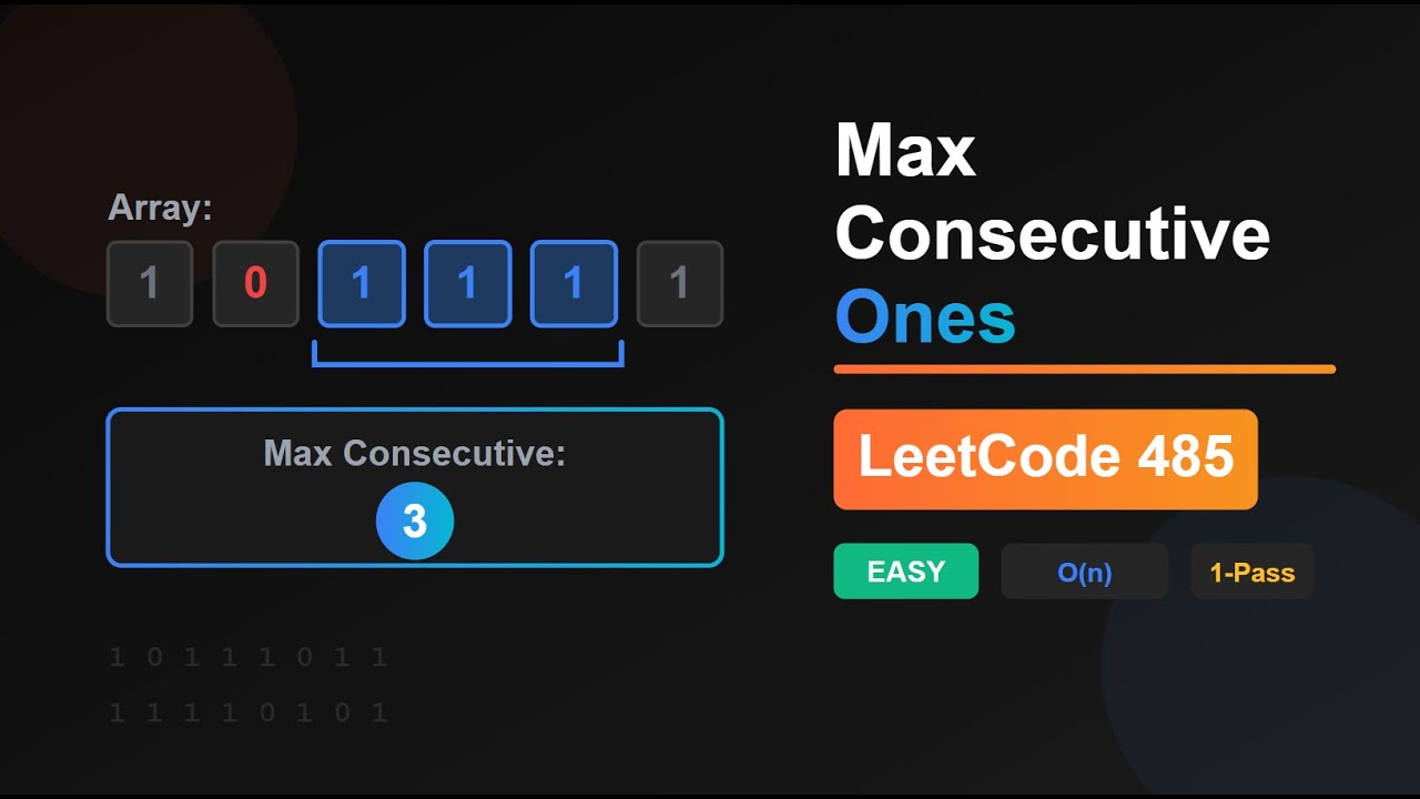 L33. Max Consecutive Ones | LeetCode 485 - YouTube