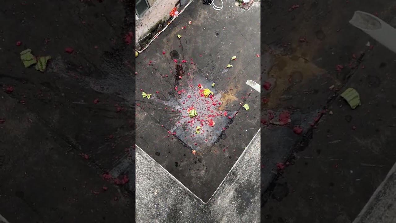 “Dropping Watermelon from the Roof ASMR 🍉🎈 