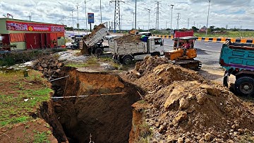 This project is truly amazing. Many experts are working to fill the pond with soil.