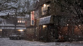 Relaxing Winter Snow Falling and Wind Sounds in Japan Street | Sound for Sleep, Study, Relax, ASMR