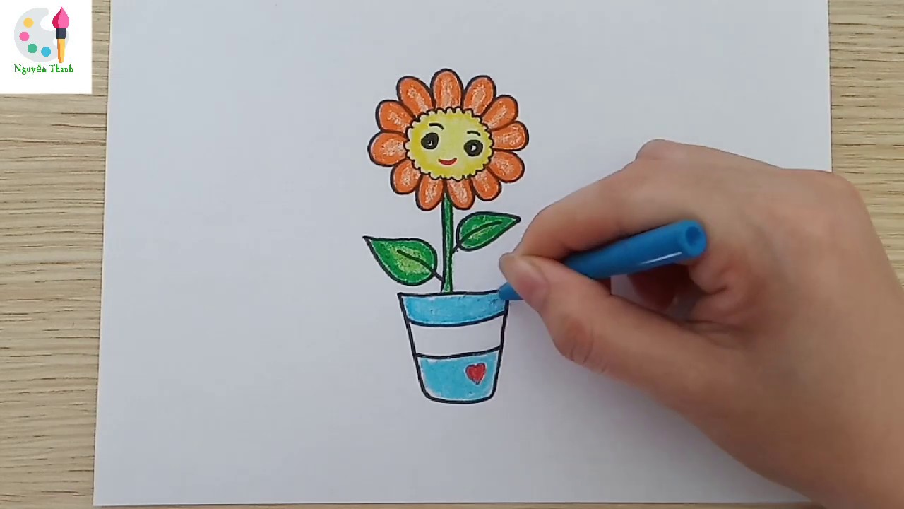Cách Vẽ Chậu Hoa Hướng Dương Dễ Thương/how to draw a cute ...