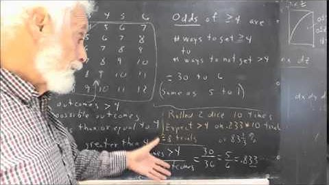 152 043 probability of greater than 4 on roll of 2 dice  odds in favor of greater than 4