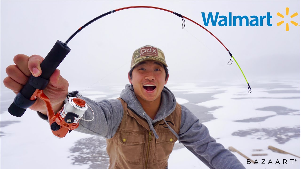 Using Walmart's CHEAPEST Ice Fishing Rod & REEL Combo! (LIMITED OUT) 