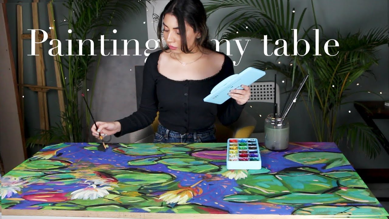 I Tried HIMI Jelly Gouache for Painting on a Table Top | water lilies | Impressionism.