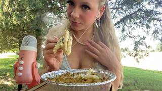 ASMR PIZZA HUT CREAMY CHEESEY ALFREDO PASTA *SOFT EATING SOUNDS*