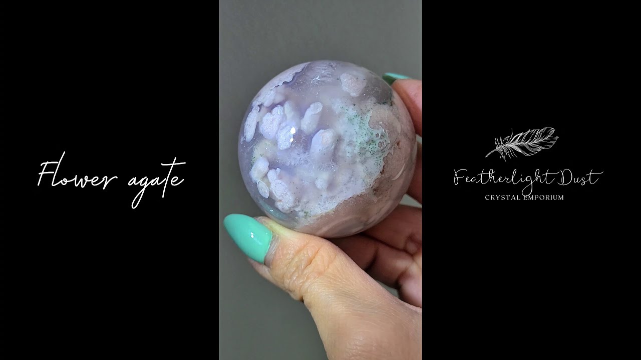 Flower agate sphere with quartz inclusions - AG111