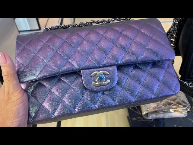 22P Chanel Iridescent Purple Medium Flap Bag, Luxury, Bags