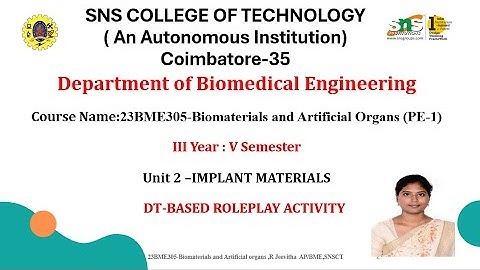 DT-Based Activity Video|Biomaterials and Artificial Organs|SNS Institutions