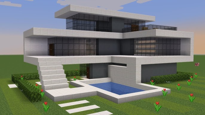 Minecraft - Construindo uma Casa Moderna com Piscina - Tutorial 