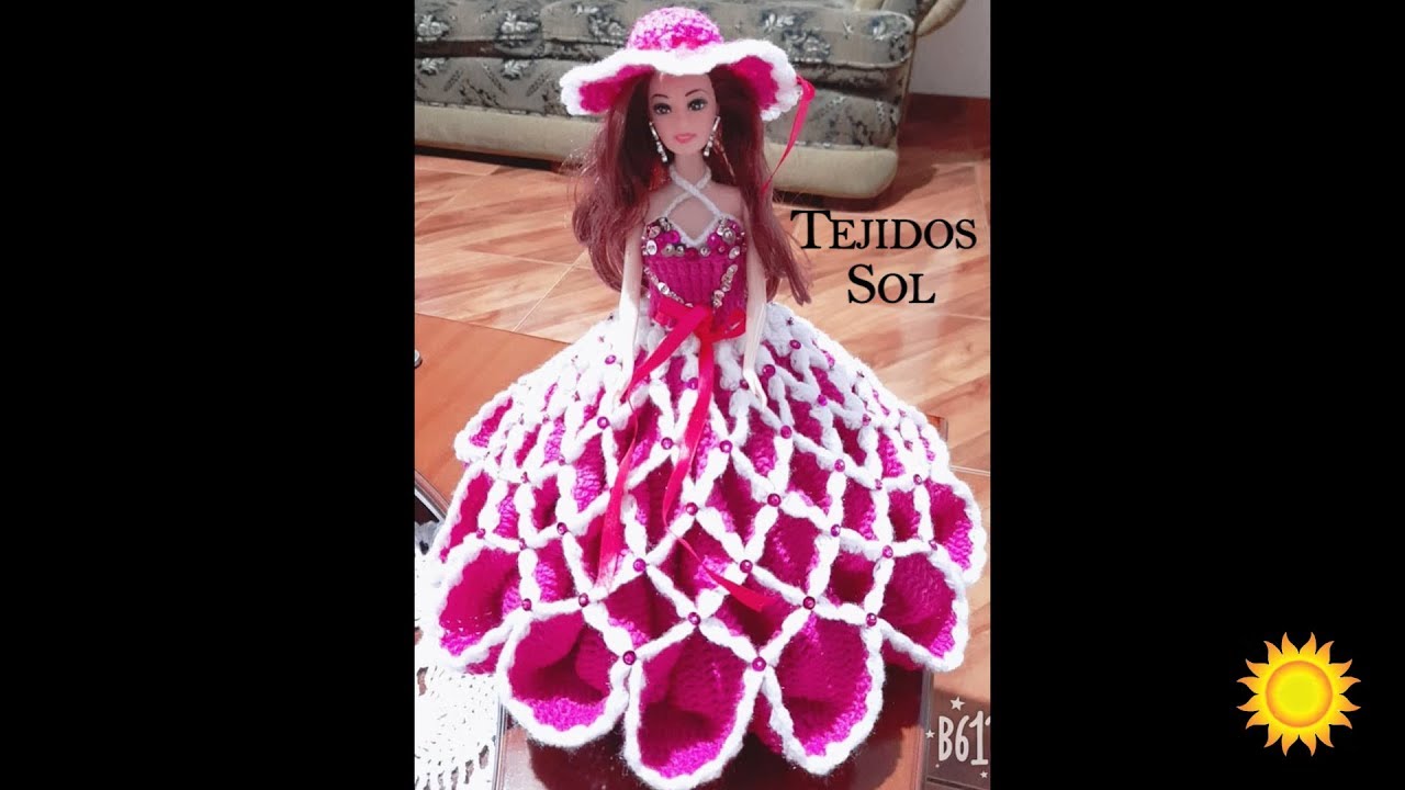 VESTIDO DE MUÑECA TEJIDO A CROCHET CON LENTEJUELAS VIDEO 1