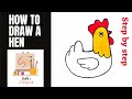 How to draw hen easy hen drawing step by step uditas drawing hub