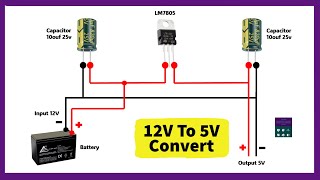 12V To 5V Converter 7805 MOSFET Project Circuit Connection