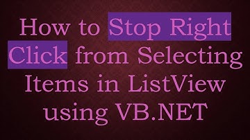 How to Stop Right Click from Selecting Items in ListView using VB.NET