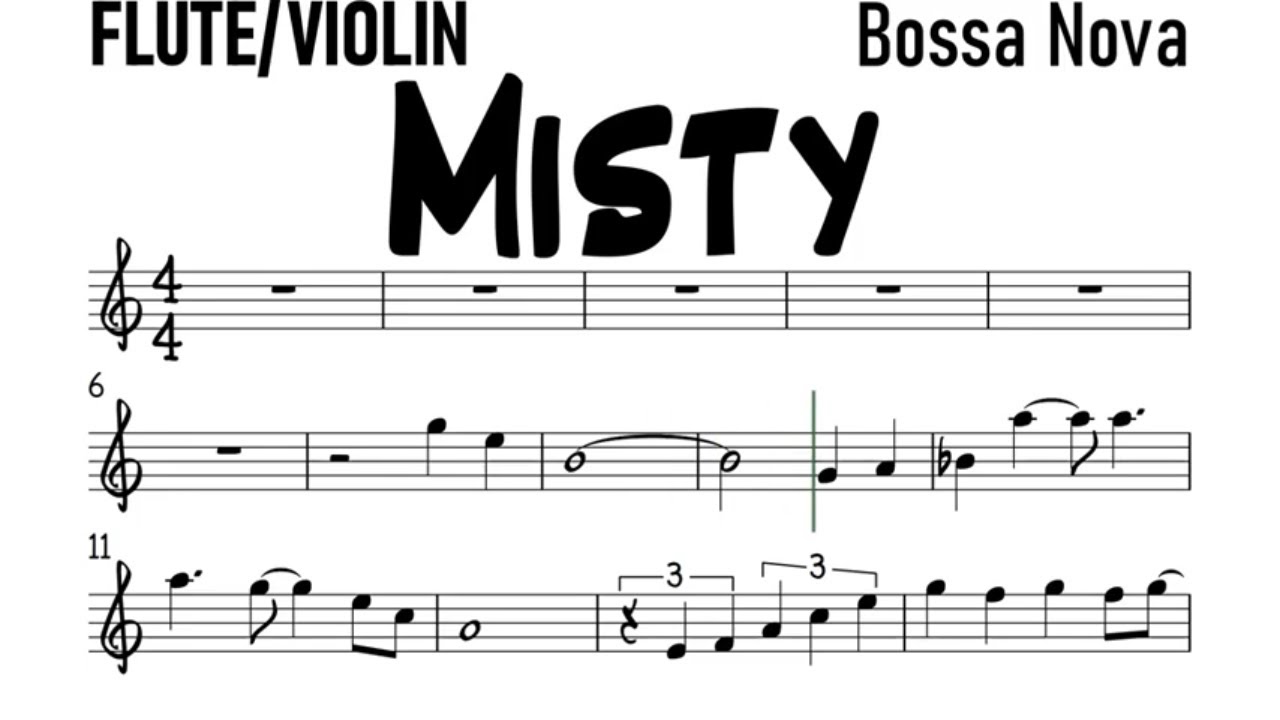 Misty Bossa Nova Flute Violin Sheet Music Backing Track Play Along Partitura