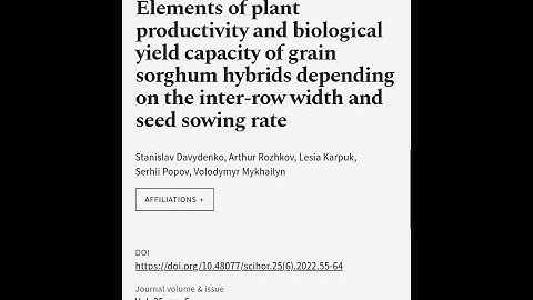 Elements of plant productivity and biological yield capacity of grain sorghum hybrids... | RTCL.TV