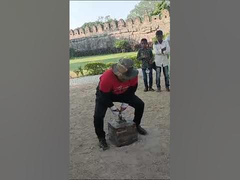 lifting the Iron weight weighing 250kgs at Golconda fort Hyderabad ...