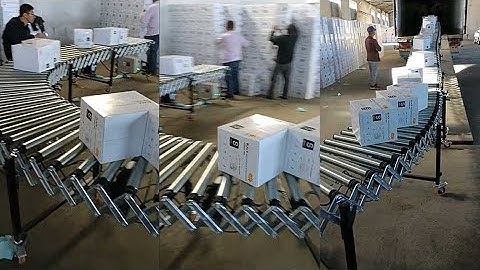 Telescopic motorized roller conveyor for loading trucks
