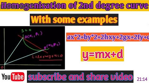 Homogenisation of 2nd degree curve |Intersection point of pair of straight line|Homogeneous equation