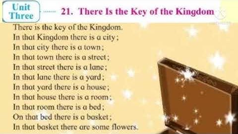 Std : 3.Sub : English.Poem no.21. There Is the Key of the Kingdom.