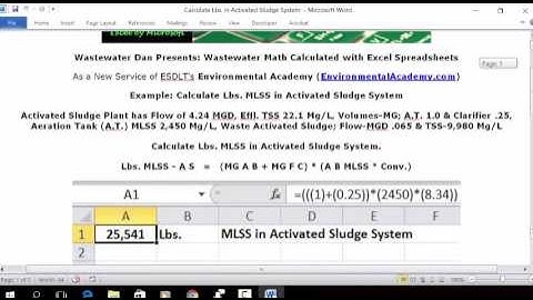 Calculate Lbs  MLSS in Activated Sludge System