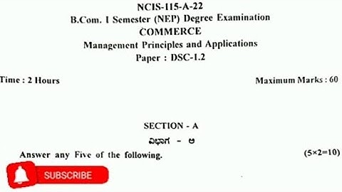 BCOM 1SEM MANAGEMENT PRINCIPLES AND APPLICATIONS Questions Paper| GULBARGA UNIVERSITY |NEP SYALLABUS