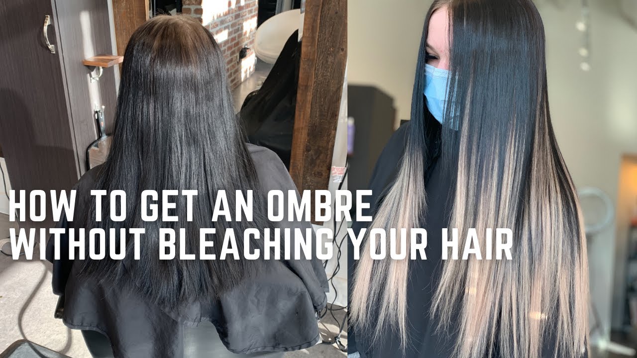 Hair transformation using extensions to create a black to white blonde